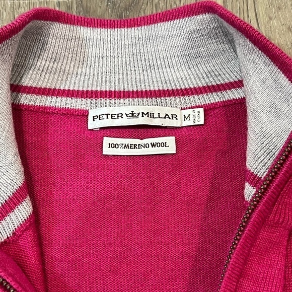 Men’s Size M Peter Millar 100% Wool Magenta Pink Vest Golf Preppy Super Soft - Picture 7 of 8